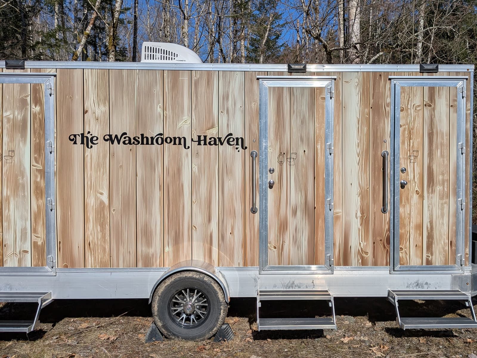 The Washroom Haven 3-Stall branded side profile